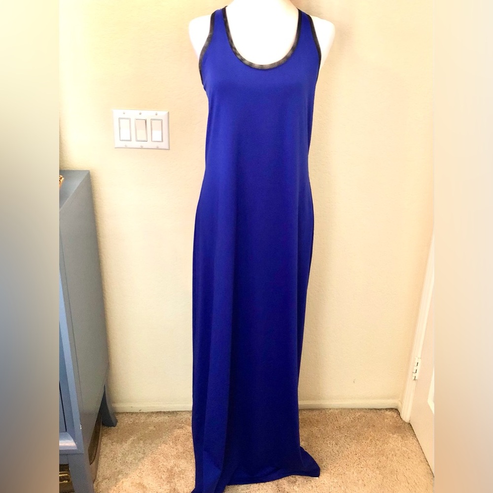 Fabletics Royal Blue Maxi Dress w/ Mesh Accents